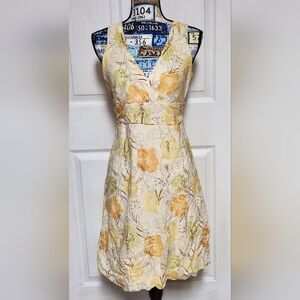 KLD Signature Yellow Sleeveless Floral Summer Dress Size Large